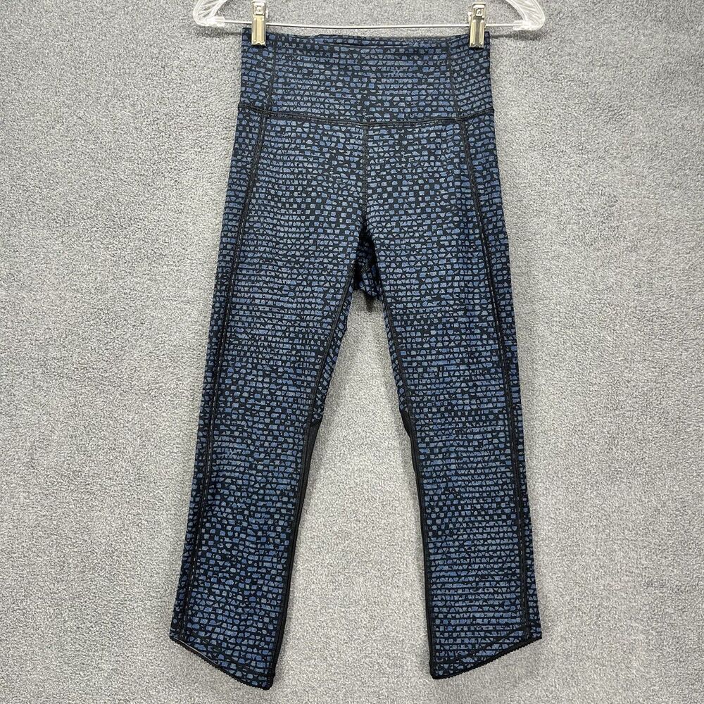 Lululemon Leggings womens‎ 4 Blue Black Cropped yoga running fitness